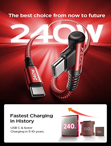 Optimize your charging setup with the AINOPE 240 W USB C to USB C Cable, a 6-foot powerhouse engineered for ultimate speed and flexibility. Featuring a right-angle connector, this fast charging cable is perfect for gaming or multitasking without the clutter of tangled cords. Compatible with the latest devices, including i Phone 16 Pro Max, i Phone 15, Mac Book Air/Pro, i Pad Pro, Samsung Galaxy, and Pixel, it delivers an impressive 240 W power output for rapid charging. The dual-pack offers exceptional value, ensuring you have a reliable charging solution wherever you go. Built with premium materials for durability, the sleek grey and blue design enhances your tech aesthetic while providing long-lasting performance. Elevate your device charging experience with this versatile cable, designed for both home and office use, while ensuring seamless connectivity across all your electronics.