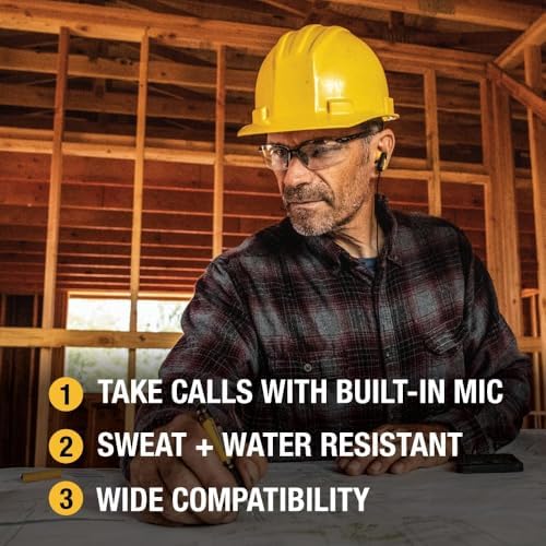 DEWALT Heavy-Duty USB-C Earbuds: Premium Waterproof Jobsite Headphones for i Phone 15/16 Pro Max & Samsung S23 Ultra – Superior Sound Quality with Built-in Mic and Volume Control for Professionals – Durable, Ergonomic Design for All-Day Comfort and Seamless Connectivity