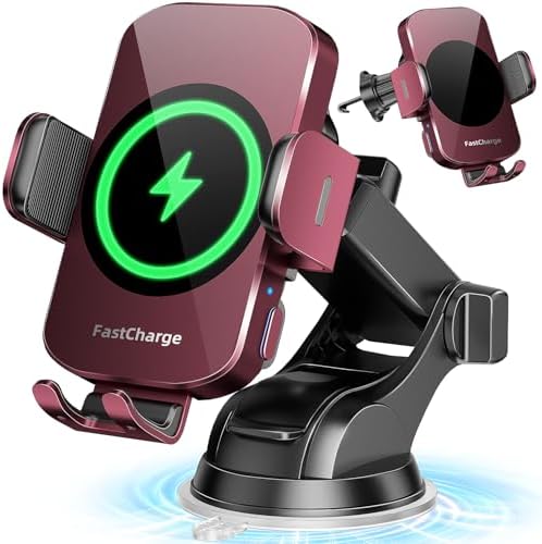 Smart Wireless Car Charger & Auto-Clamping Phone Holder – Fast Charging 3-in-1 Mount for i Phone 11-16 & Samsung Galaxy S23-S9+ – Enhanced Compatibility, Hands-Free Navigation, and Adjustable Viewing Angles for Optimal Convenience