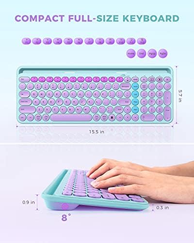 Elevate Your Typing with the Stylish seenda Bluetooth Typewriter Keyboard in Barbie Purple – Multi-Device Compatibility for i Pad, Android, Mac & Windows with Full Number Pad and Tablet Holder for Enhanced Productivity!