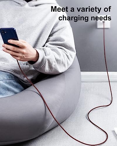 Heavy-Duty UYOUNG i Phone Charger Cable 3 Pack – 6 FT MFi Certified Nylon Braided USB to Lightning Fast Charging Cords for i Phone 14/13/12/11/SE/X/XS/XR/8/7/6/6 S & i Pad – Durable, Tangle-Free Charging Solution in Vibrant Red for Ultimate Convenience and Performance