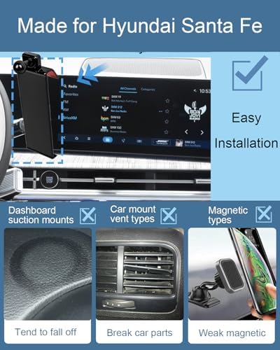 Transform Your 2024-2025 Santa Fe Driving Experience with an OEM-Approved Phone Mount – Ultimate Hands-Free Solution for Navigation and Connectivity, Tool-Free Installation, Adjustable Angles, and Robust Durability for Everyday Use