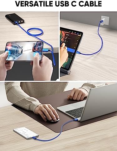 Compact USB C Cable Duo – 0.5 FT Braided Fast Charging Cables for Seamless Data Transfer | 3 A Power & 480 Mbps Speed | Ultimate Compatibility for Mac Book Air, Galaxy S22 Ultra, Stylus Pen, and More | Durable Design | Ideal for On-the-Go Connectivity