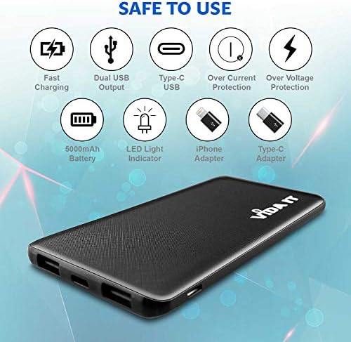 Vida IT Slim 5000 m Ah Power Bank – Ultra-Lightweight USB-C Charger for Heated Vests, Jackets & Mobile Devices – Compact, Fast Charging Battery Pack for Outdoor Adventures and Daily Use – Perfect for Heated Clothing and On-the-Go Power Needs