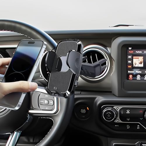 Premium Adjustable Car Cell Phone Mount for Jeep Wrangler (2007-2024), JL, JK, Gladiator & Rubicon – Circular Air Vent Holder with 360-Degree Rotation for Safe and Accessible Hands-Free Use – Ideal Jeep Accessory for Navigation and Calls