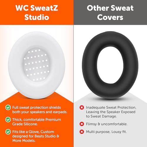 Upgrade Your Beats: WC Sweat Z Studio Earpad Covers for Studio 2 & 3 | Revolutionary Sweatproof Design, Effortlessly Washable, Perfect Fit | Unmatched Protection for Headphones & Enhanced Comfort