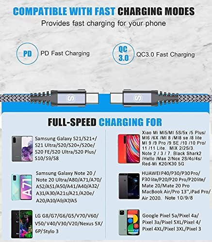 sweguard 3.1 A Fast Charging USB Type C Cable – 2 Pack 6.6 ft Nylon Braided Charger for Samsung Galaxy, LG, Moto, PS5 – Durable, Tangle-Free, High-Speed Data Sync – Ultimate Compatibility and Convenience in Pink