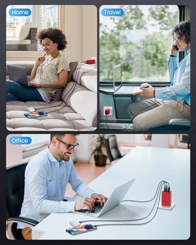 High-Efficiency 128 W USB C Wall Charger – Ga N III 3-Port Fast Charging Hub for Mac Book, i Phone, Galaxy & More – Portable 65 W Adapter with Foldable Design for Ultimate Convenience and Speed