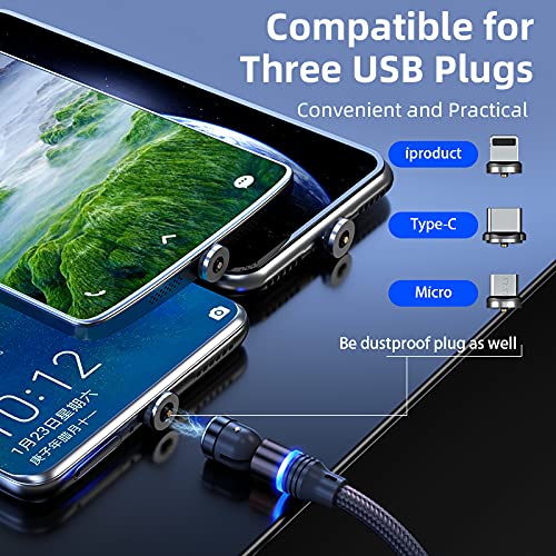 Ultimate 5-Pack Magnetic Charging Cable Set with 360° & 180° Rotating Connectors – Durable Nylon-Braided Design for Fast Charging of Type C, Micro USB & i Phone Devices in Multiple Lengths (1.6 FT, 3.3 FT, 6.6 FT) – Perfect for Home, Office & Travel Convenience