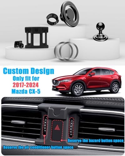 Magnetic Car Phone Holder for Mazda CX5 (2017-2024) – Ultimate Magsafe Compatible Mount for i Phone 15, 14, 13, 12 Series & All Phones – Optimal Viewing & Enhanced Stability for Safe Navigation
