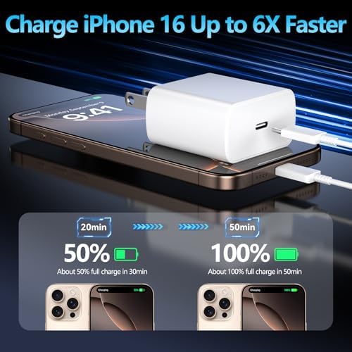 Apple 16 Series 45 W USB-C Rapid Charger with 6.6 ft Type-C Cable – Ultimate Fast Charging Solution for i Phone 16, Galaxy S24/S23, and All USB-C Devices – Compact, Durable, and Safety-Enhanced Power Adapter for On-the-Go Efficiency