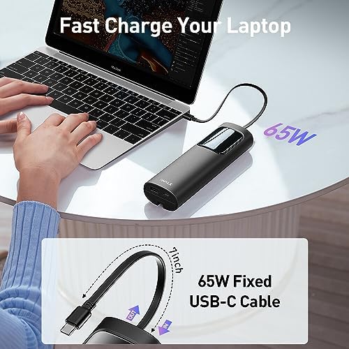 Revolutionize Your Charging Experience with the i WALK 20,000 m Ah Laptop Power Bank – 65 W Multi-Device Fast Charger Featuring Built-in USB-C Cable for Mac Book, i Phone 15/14/13/12, HP, Samsung & Steam Deck – Unmatched Portability and Performance