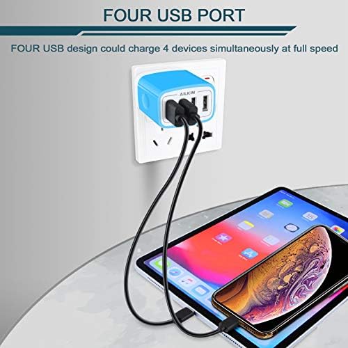 AILKIN 4.8 A Multi-Port USB Wall Charger – Ultimate Fast Charging Station for i Phone 15/14/SE/13/12/11 Pro Max & Samsung S23/S22 – Compact Power Hub with Built-in Safety Features for Home, Office & Travel