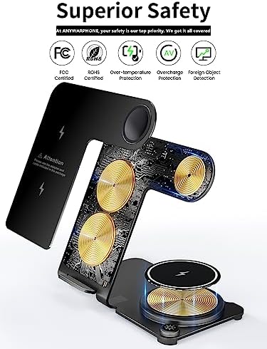 3-in-1 Aluminum Alloy Wireless Charging Station – 18 W Fast Charger for i Phone 15/14/13/12/11/Pro/Max/XS/XR/X/8, Apple Watch 9/8/7/6/5/4/3/2/SE & Air Pods Pro/3/2 – Sleek, Efficient, and Tangle-Free Solution for All Your Devices