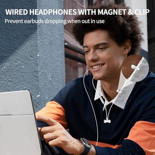 ASKUBSKU USB A Headphones with Noise-Canceling Microphone – 7.5 Ft Wired Earbuds for Unmatched Audio Clarity in Gaming, Video Calls & Music – Lightweight White Design for Comfort & Durability with Mute Function