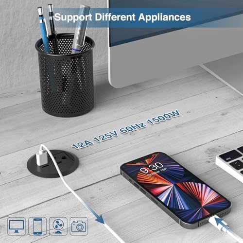 Transform Your Workspace with the Recessed Conference Power Strip Socket – Versatile 2-Outlet Charging Station with Dual USB Ports for Rapid Device Powering and Enhanced Organization in Professional Settings