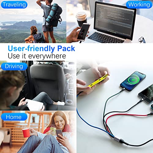 Multi Charging Cable10ft Multi Phone Charger Cable Braided Universal 4 in 1 Charging Cord Extra Long Multiple USB C Cable with IP/USB C C/Micro USB Charger Cables for iPhone/Pad/Galaxy/Pixel and More – Enhanced Compatibility and Speed