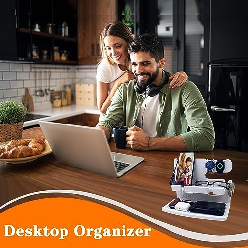 Gifts for Men Women Dad Husband Boyfriend Wood Phone Docking Station Nightstand Organizer for Men Birthday Gifts (Dark Brown) – Enhanced Compatibility and Speed