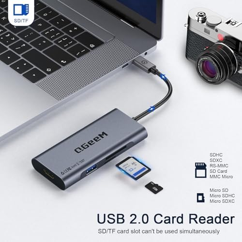 Elevate Your Connectivity Game with the QGee M 7-in-1 USB C Hub – Ultimate 4 K HDMI Adapter for Mac Book, i Phone 15/16, i Pad Pro Max & Chromebook – 100 W Power Delivery, High-Speed USB 3.0 Ports & Integrated Card Reader in Sleek Grey for Superior Performance and Unmatched Versatility