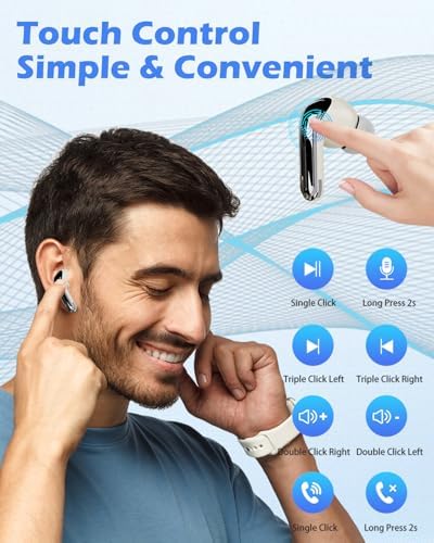 Premium True Wireless Earbuds with Advanced Noise Cancellation and Rich Deep Bass – Unmatched Audio Performance for i Phone & Android Users, Featuring Hands-Free Microphone and Intelligent Battery Monitoring for Ultimate On-the-Go Listening Experience