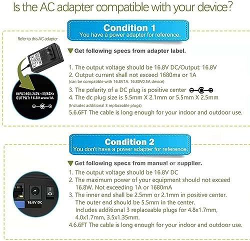 High-Performance 16.8 V Power Adapter for Massage Guns – Versatile AC/DC Charger with 6.6 FT Cord – Optimal Compatibility with OLsky JMQ-01 – Reliable Power Supply for Effective Muscle Relief and Enhanced Relaxation