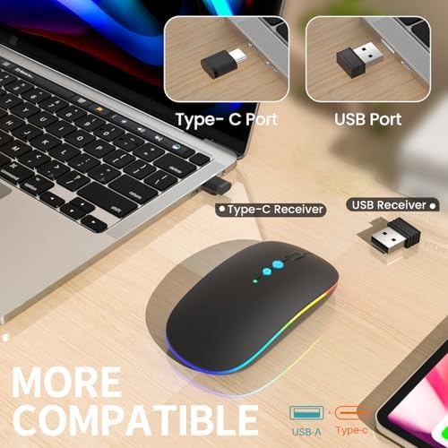 Elevate Your Computing Experience with the Q23 S Black Wireless Mouse – Rechargeable, Dual Mode USB-A & Type-C, Silent Operation, and 3 Adjustable DPI for Ultimate Precision and Versatility Across Laptops, Macs, PCs, and Android Devices