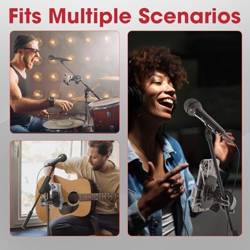 CR-30 Adjustable Clip Mic Stand Phone Holder – Ultimate Versatile Mount for i Phone, Samsung, Pixel & All Smartphones – Perfect for Musicians, Podcasters & Creators – Lightweight, Portable Design with Superior Stability in Chic Grey Finish – Revolutionize Your Recording & Streaming Experience with Unmatched Convenience and Performance