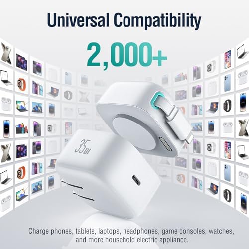 Revolutionary 35 W PD Retractable Charger for i Phone – Versatile Dual Type C Power Adapter with 31.5-Inch Cable | Fast Charging Solution for i Phone 14/13 Pro Max, i Pad, & Air Pods | Compact, Tangle-Free Design for Effortless On-the-Go Power Management