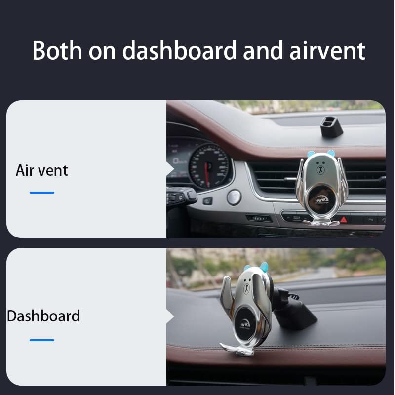 Charming Deer-Themed Wireless Car Charger Mount – 15 W Fast Charging with Auto-Clamping for i Phone & Samsung – Versatile Dashboard and Air Vent Installation – Ultimate Universal Phone Holder for Seamless Connectivity and Style