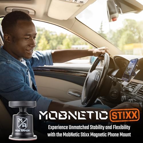 Transform Your Driving with the Mob Armor Mob Netic Stixx – Advanced Magnetic Phone Holder for Cars, Trucks, and Jeeps – 90º Tilt & 360º Rotation for Ultimate Viewing Flexibility – Universal Compatibility with i Phone & Android Smartphones – Rugged Design for Enhanced Durability and Stability