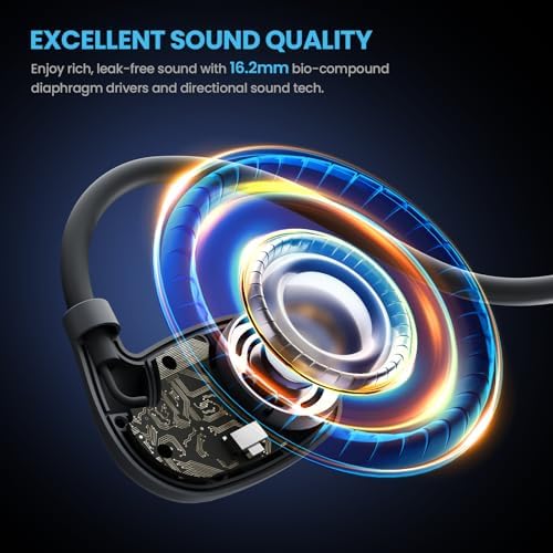 BASN Air S1 Wireless Open Ear Headphones – Advanced Bluetooth 5.3 Technology for Seamless Audio Connectivity – Dynamic 16.2 mm Speakers Delivering Premium Sound Quality – IPX5 Sweat and Water Resistant for Ultimate Durability – Lightweight Ergonomic Design with Enhanced ENC Technology for Crystal Clear Communication – Ideal for Fitness, Running, Cycling, and Outdoor Activities