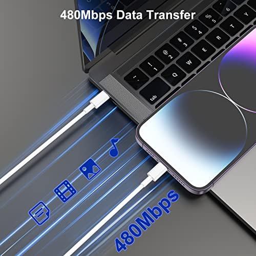 Blue Fast Charger Cable 2-Pack – 6 ft USB Type C to Lightning for i Phone 14/13/12 Pro Max, MFi Certified Charging Cord for Enhanced Speed & Compatibility – Durable Design for Everyday Use