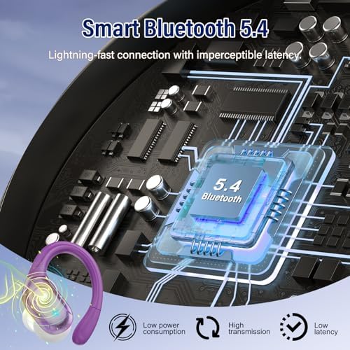 Advanced Bluetooth 5.4 Wireless Earbuds with Deep Bass – 75 Hours Playtime, IP7 Waterproof Sports Earphones Featuring Ergonomic Earhooks, LED Battery Display, and 4 ENC Microphones for Enhanced Sound Quality and Clear Calls – Perfect for Fitness Enthusiasts and Music Lovers in Sleek Black