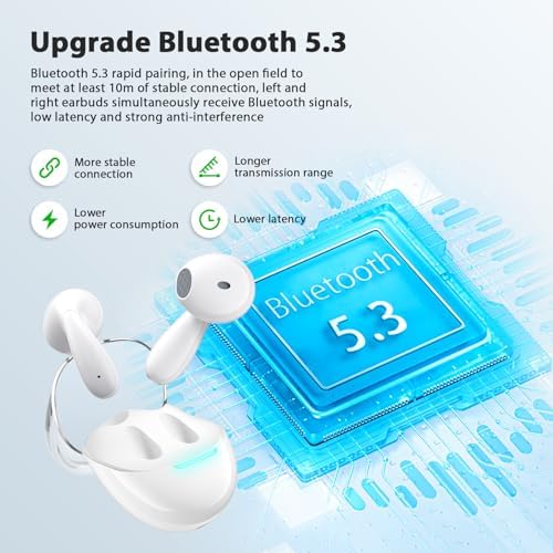 Revolutionize Your Audio Experience with COOYA Bluetooth 5.3 Wireless Earbuds – Hi-Fi Stereo Sound, Dual Mic Clarity & ENC Noise Cancelling, IPX4 Waterproof Design for Ultimate Fitness & Travel Connectivity Across i Phone, Samsung, Google & More