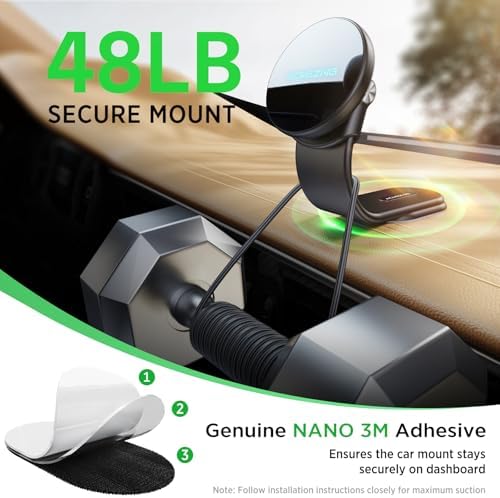 Revolutionary 15 W Mag Safe Car Charger for i Phone: 360° Adjustable Aluminum Alloy Holder with Magnetic Wireless Fast Charging, Universal Compatibility for All Vehicles, Carbon Fiber Finish for Durability and Style