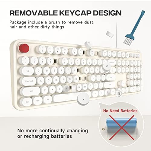 Retro-Inspired Wired Keyboard with Round Keys – Stylish Dark Blue USB Typing Experience for PC & Laptop Users – Ergonomic Full-Size Design for Enhanced Comfort and Productivity – Perfect for Windows Compatibility and Nostalgic Aesthetics