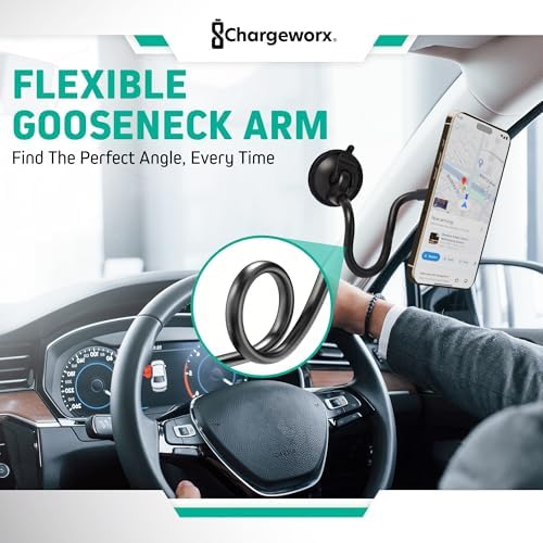 Revolutionary Magnetic Phone Mount for Car Windshield – 14-Inch Flexible Arm Holder with Secure Suction Cup – 360-Degree Rotation for Optimal Visibility and Enhanced Compatibility – Effortless Installation for Hands-Free Navigation and Safety