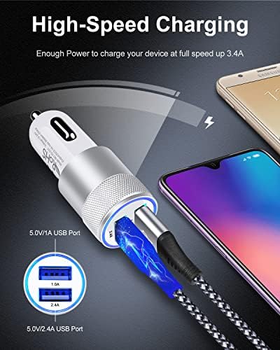 Rapid Charge Dual USB Car Charger Set – 2-Pack, 3.4 A High-Speed Adapter for i Phone 15/14/13/12/11 Pro Max & Samsung Galaxy S23/S22/S21 – Compact Design with Enhanced Safety and Compatibility for Effortless On-the-Go Power Solutions