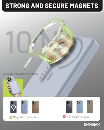 Ultra-Slim Magnetic Power Bank – 5000 m Ah Wireless Charger for i Phone 16 Series with 20 W Fast Charging and USB-C Cable, Stylish Purple Design for Effortless Portability and Enhanced Compatibility