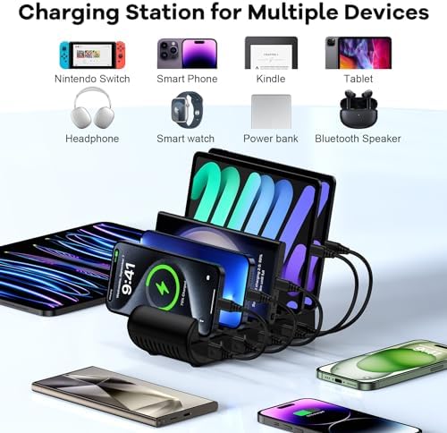 65 W 8-Port USB Charging Hub – Fast Multi-Device Charger Station for Samsung Galaxy, i Phone 16, Pixel 9 Pro XL – Efficient Power Management for Home & Office Use – Compact & Durable Design for Tangle-Free Charging – Ultimate Solution for Gadget Enthusiasts