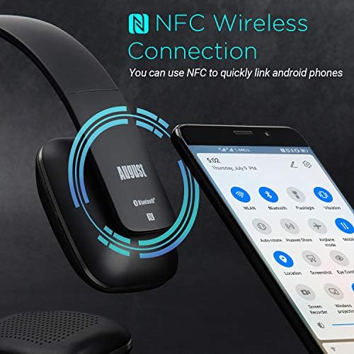 August EP636 Wireless Bluetooth Headphones – Premium On-Ear Design with NFC Technology for Instant Pairing – High-Fidelity Audio Performance for Audiophiles and Professionals – Long-Lasting 10-Hour Battery for Uninterrupted Listening – Built-In Microphone for Effortless Hands-Free Communication – Ideal for Commuters, Fitness Enthusiasts, and Daily Use