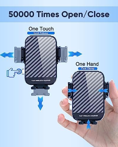 Ultimate 15 W Fast Wireless Car Charger & Phone Mount – Seamless Dashboard & Windshield Holder for i Phone 14/13/12 Mini/Pro Max/11/XR/XS/X & Samsung Galaxy S23 Ultra/S22/S21+/S10+/Note 20 – Enhanced Compatibility, Safety Features & One-Handed Operation for Unmatched Convenience on the Go