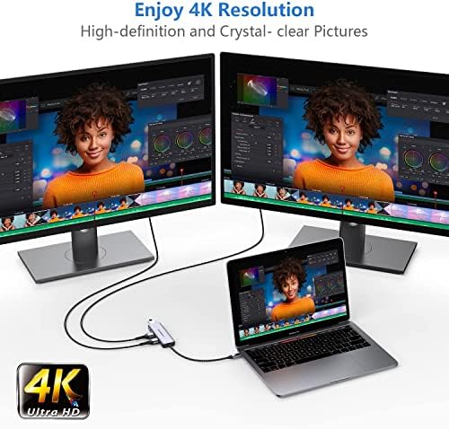 Maximize Your Workspace with the Newmight 4 in 1 USB C to Dual HDMI Adapter – Crystal Clear 4 K@30 Hz, 100 W PD Charging & USB-A Connectivity for Mac Book Pro, Air, HP, Dell & i Phone 15 Series – Ideal for Multitasking & Enhanced Productivity