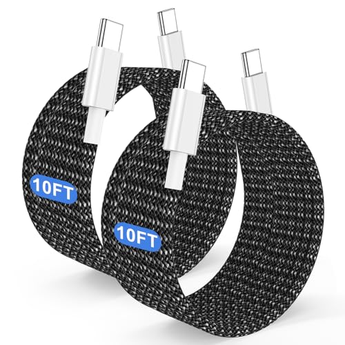 Premium 10 ft USB C to C Fast Charging Cable – 60 W High-Speed Charger for Apple i Phone 16 Pro Max, Mac Book Pro, i Pad & Samsung Galaxy – Durable, Flexible, and Stylish Green Design for Enhanced Device Compatibility and Rapid Power Delivery