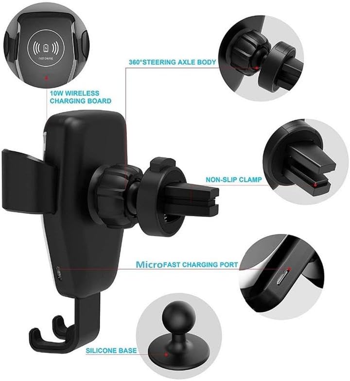 Elevate Your Driving Experience with the Q12 QI Wireless Car Phone Charger Holder – Universal Quick-Charging Air Vent Mount for Efficient Navigation and Seamless Power Delivery Compatible with Samsung and i Phone Devices