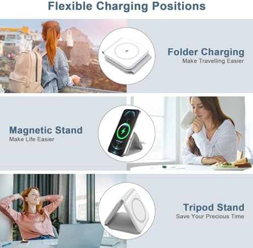 Ankilo 3-in-1 Mag Safe Travel Charger: Premium Foldable Wireless Charging Station for i Phone 15/14/13/12, Apple Watch, and Air Pods Pro – Rapid Multi-Device Power Hub with Magnetic Alignment for Ultimate Portability and Organization