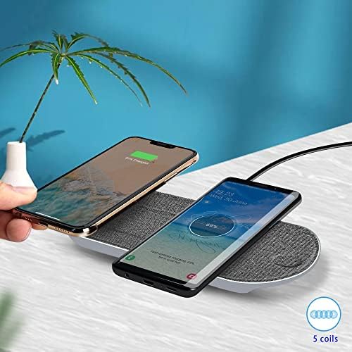 Ultra-Fast Dual Device Wireless Charging Pad with Advanced 5-Coil Technology – 10 W Quick Charge for i Phones & Air Pods – Includes Premium 36 W Power Adapter for Lightning Speed – Sleek, Modern Charging Solution Ideal for Home or Office – Effortless, Tangle-Free Charging for All Qi-Compatible Devices