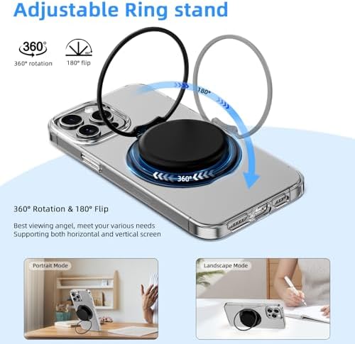 AUROX Magnetic Phone Grip for i Phone 12-16 Series – Transparent White Expandable Holder with Adjustable Kickstand for Secure, Hands-Free Viewing – Ultimate Comfort and Style in Mobile Accessories