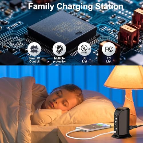 Kawaii-Inspired 6-Port USB Charging Hub: Ultimate Fast Charger for i Phones, Androids & More – Compact Multi-Device Power Station with 1 USB-C & 5 USB-A Ports for Effortless Travel & Home Connectivity, Tangle-Free Solutions for Modern Users