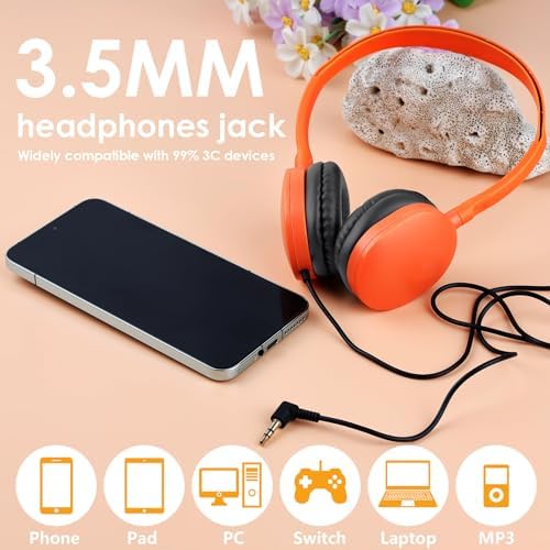 Bulk Kids Headphones 25 Pack – Colorful Classroom Earphones for Enhanced Learning | Durable 3.5 mm Jack Headphones for Students & Teens | Ultimate Comfort, Sound Clarity, and Long-lasting Quality for Educational Environments